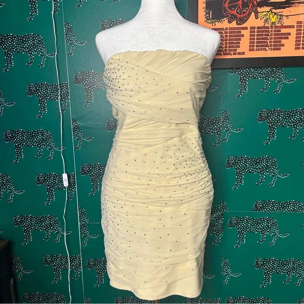 Nwt Topshop Rhinestone Bodycon Strapless Mini Dress